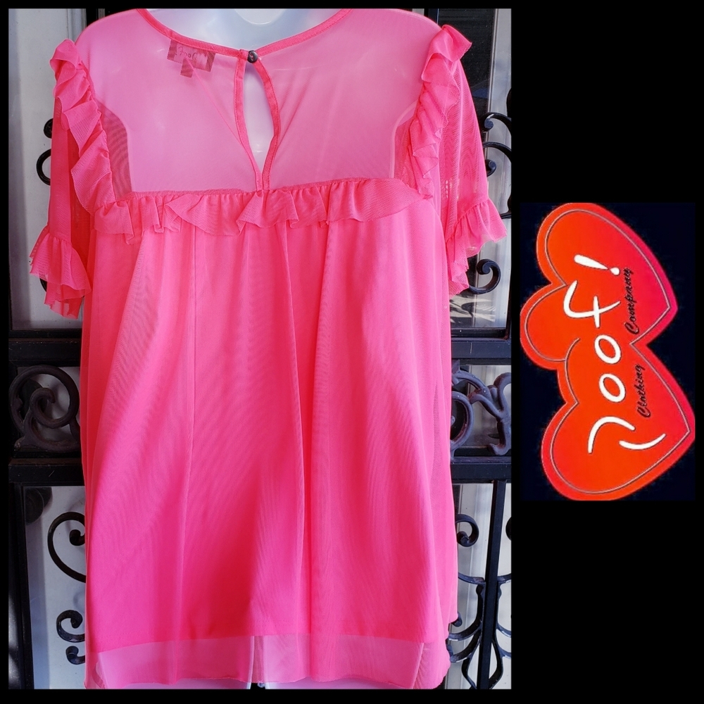 Flourecent Pink Ruffle Top - Picture 9 of 9